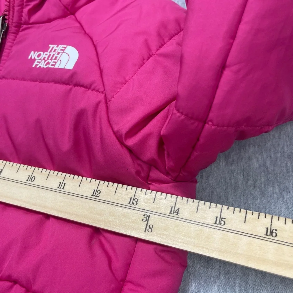 The North Face Puffer Jacket Kids 4 Reversible Pink Floral Hooded Insulated EUC